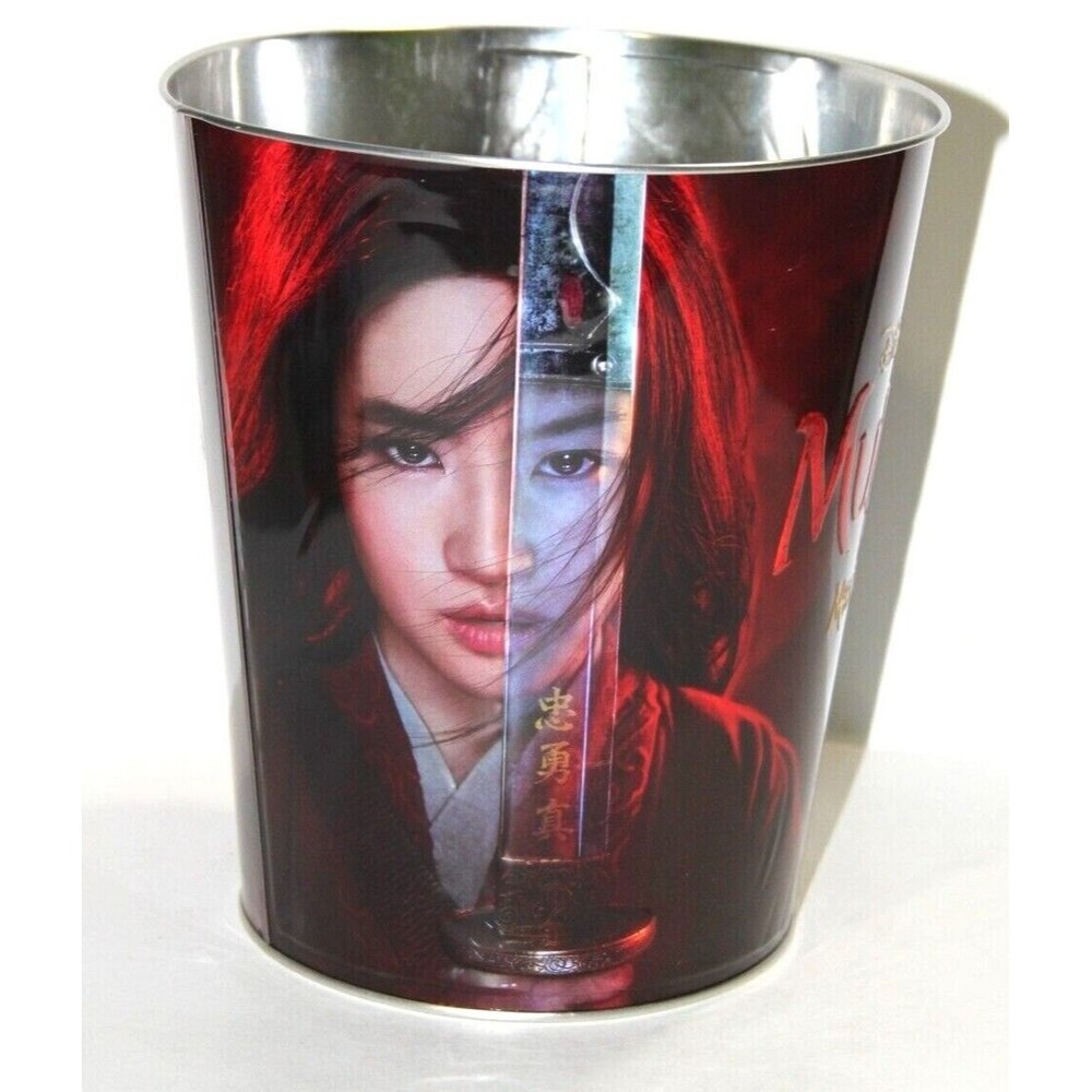 Disney Mulan 2020 Movie Theater Embossed Popcorn Bucket Metal Storage Tin Can